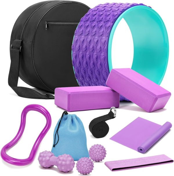 Yoga Wheel 12 in 1 Set with Back Cracker Roller